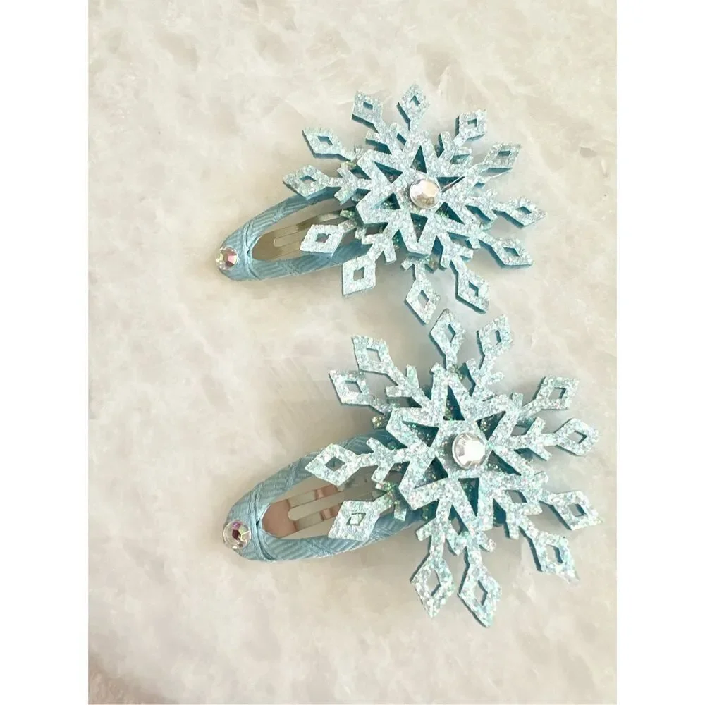 Light blue rhinestone sparkly hair clips